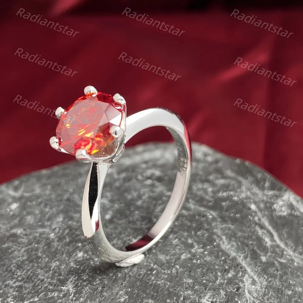 NEW Certified 3 ct. t.w. Garnet Red Moissanite Solitaire 6 Prong Ring